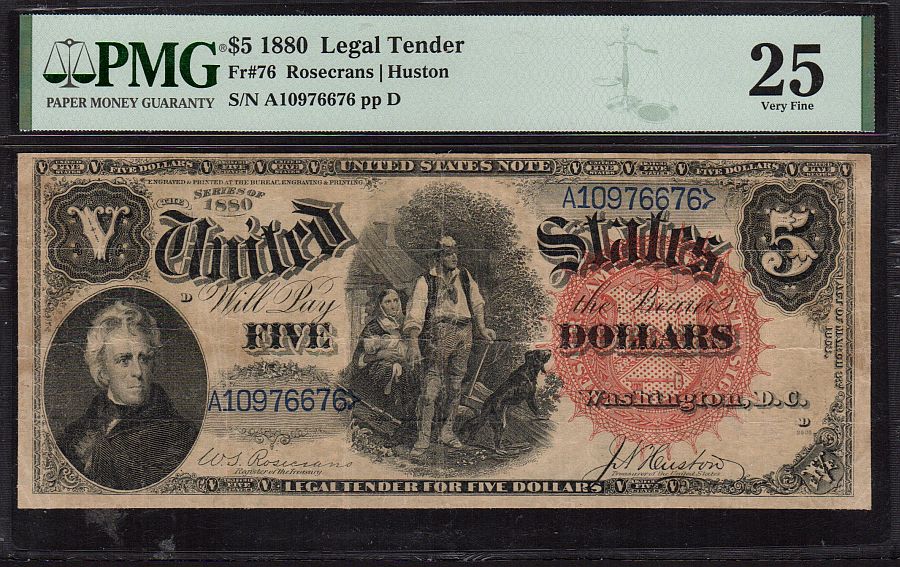 Fr.76, 1880 $5 Legal Tender, A10976676, Very Fine, PMG-25